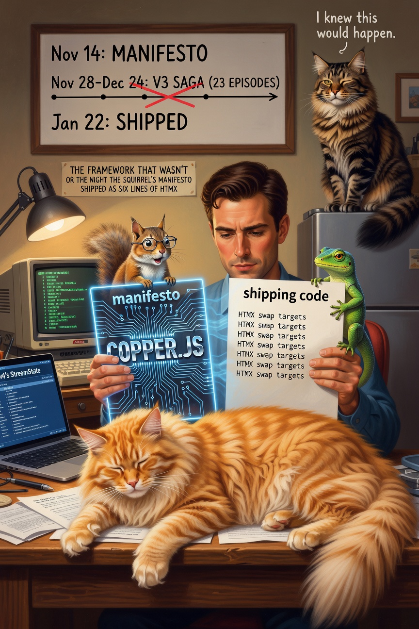 The Framework That Wasn't, or The Night the Squirrel's Manifesto Shipped as Six Lines of HTMX ...